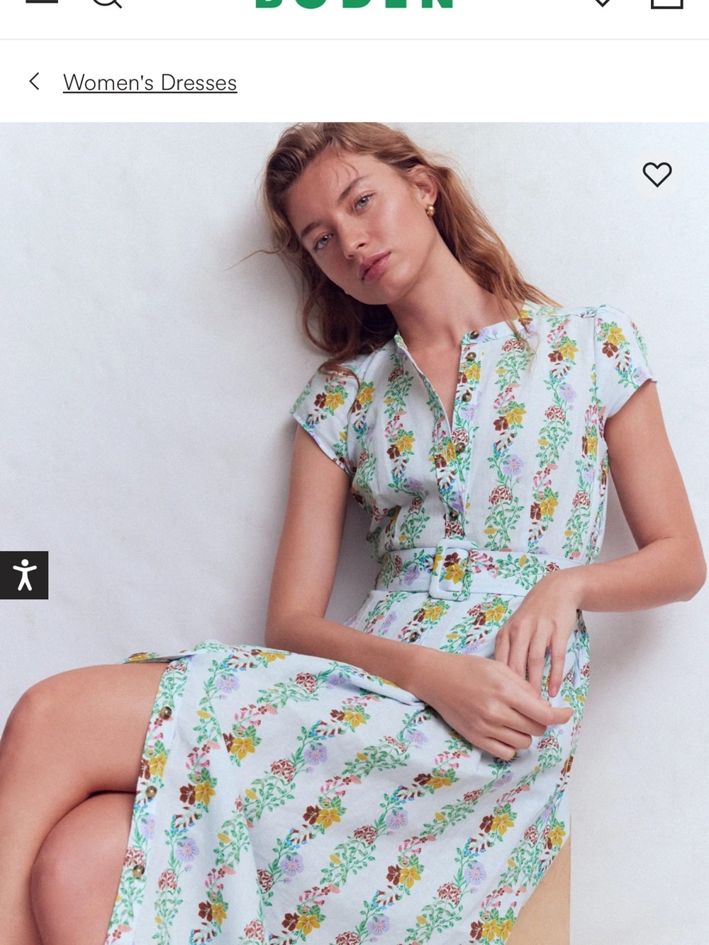 Boden White Floral Belted Maxi Dress